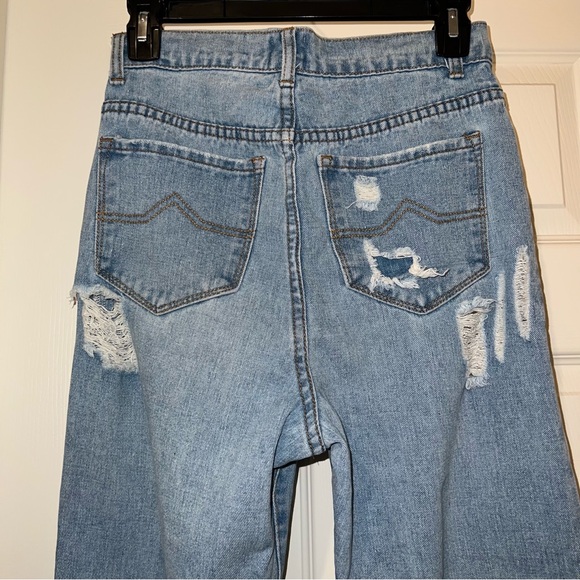 Princess Polly High Rise Ripped Blue Jeans - Picture 5 of 8